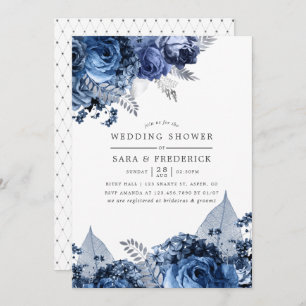 Navy & White mit Silver Foil Polterabend Einladung