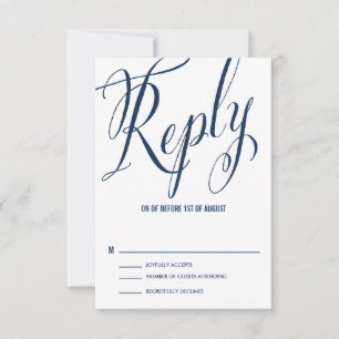 Navy & White Mr. & Mrs. Elegant Script UAWG RSVP Karte