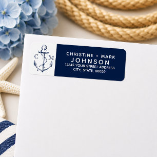 Navy + White Nautische Skizze Anker Paar