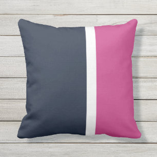 Navy White Pink Moderner Streifen Außenwirbelkiss Kissen