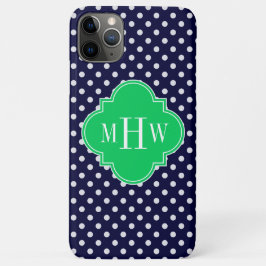 Navy White Polka Dot Emerald Quatrefoil 3 Case-Mate iPhone Hülle