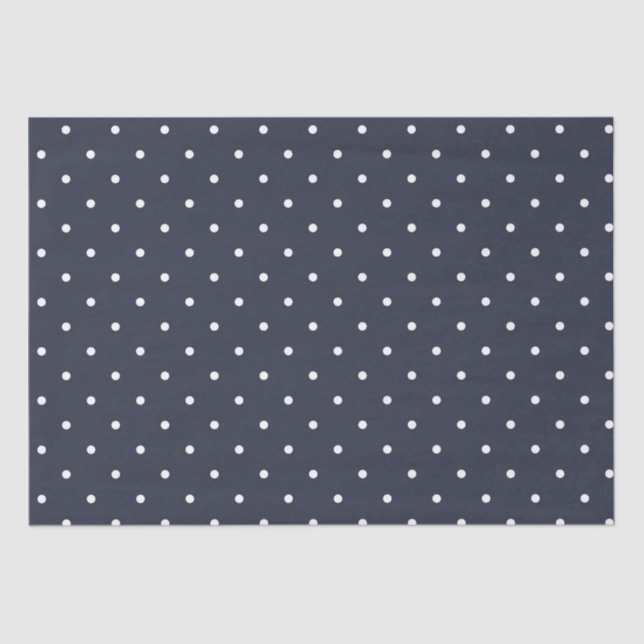 Navy White Polka Dots Seidenpapier (Vorderseite)