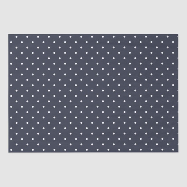 Navy White Polka Dots Seidenpapier (Vorderseite)
