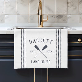 Navy & White Rusoars Personalisiertes Lake House Geschirrtuch