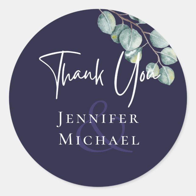 Navy White Sage DANK YOU Eucalyptus Stickers (Vorderseite)