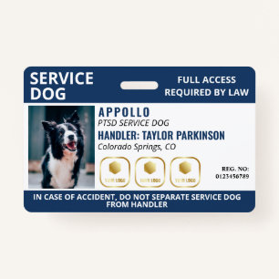 Navy White Service Dog 3 Logo & Foto ID Abzeichen Ausweis