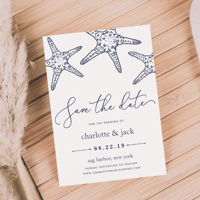 Navy & White Starfish Save the Date (Von Creator hochgeladen)