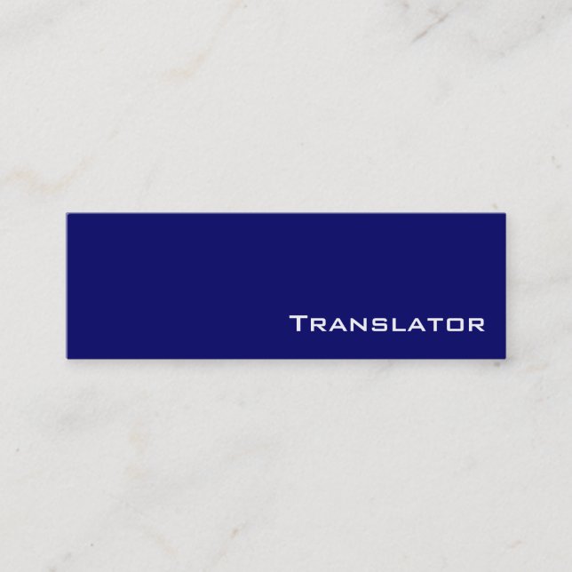 Navy White Translator Business Cards Mini Visitenkarte (Vorderseite)