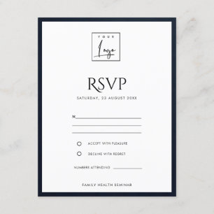NAVY & WHITE VELVET SILKEN SIE IHRE LOGO WORKSHOP- BEGLEITKARTE