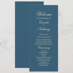 Navy White Wedding Programm