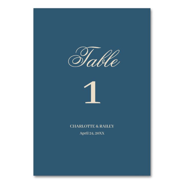Navy White Wedding Tischnummer (Vorderseite)