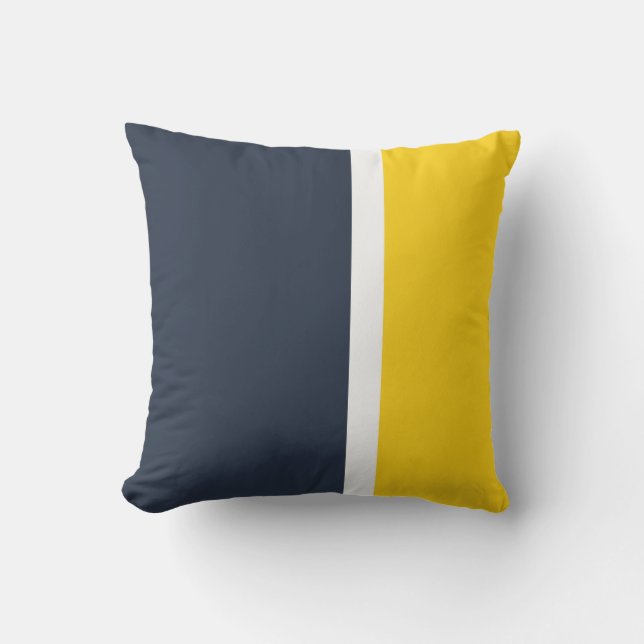Navy White & Yellow Color Block Kissen (Vorderseite)