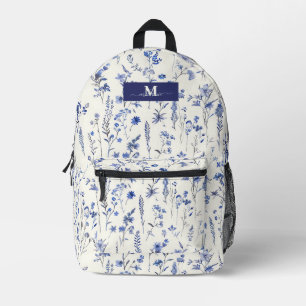 Navy-Wildblumen für Aquarellfarben Bedruckter Rucksack