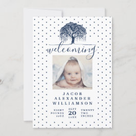 Navy Willow Family Tree Baby Birth Ankündigung