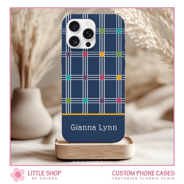 Navy Windows Kariert Monogram Case-Mate iPhone Hülle (Von Creator hochgeladen)
