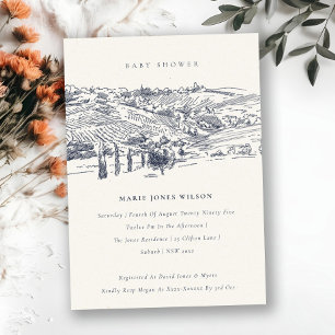 Navy Winery Mountain Sketch Kinderdusche laden Dankeskarte