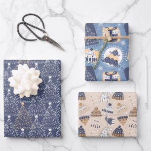 Navy Winter Christmas Geschenkpapier Set