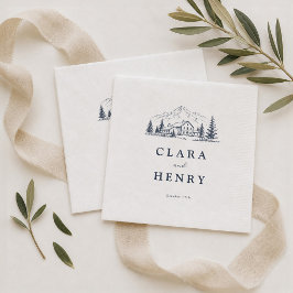 Navy-Winter-Hochzeitsservietten im Bergstil Serviette