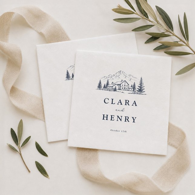 Navy-Winter-Hochzeitsservietten im Bergstil Serviette (Von Creator hochgeladen)