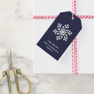 Navy Winter Snowflake Holiday Geschenkanhänger