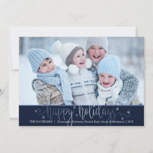 Navy & Winterblau FROHE FEIERTAGE Schriftzug Feiertagskarte
