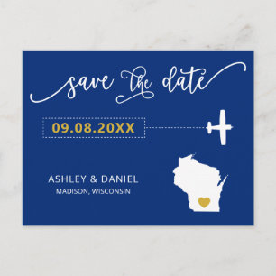 Navy Wisconsin Save the Date Karte Postkarte
