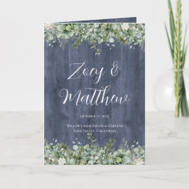 Navy Wood Eucalyptus Wedding Program | Rustic Programm