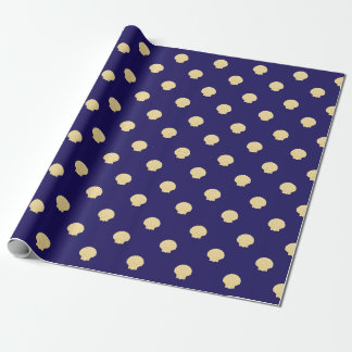 navy wrapping paper navy with golden sea scallops geschenkpapier