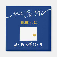 Navy Wyoming Wedding Save the Date Staat Map