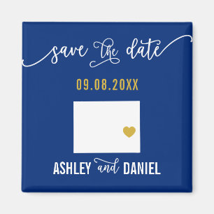 Navy Wyoming Wedding Save the Date Staat Map Magnet