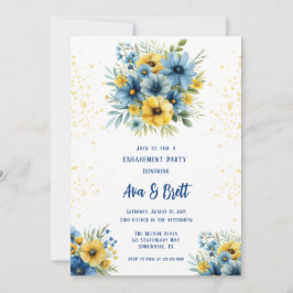 Navy Yellow Floral Gold Party Einladung