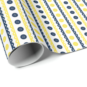 Navy & Yellow Preppy Gestreifter Näh- und Bastelra Geschenkpapier