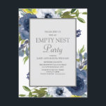 Navy Yellow White Floral Blätter Leere Nest Party Einladung<br><div class="desc">Elegante marineblaue,  gelbe und weiße Aquarellblüte mit grünen Blätter auf dem weißen Empty Nest Party. Die Schrift ist ein wunderschöner Kalligraphieskript-Schriftart. Kontaktieren Sie uns für Hilfe bei der Anpassung oder um passende Produkte anzufordern.</div>