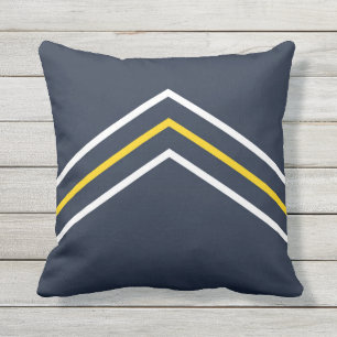 Navy Yellow White Zickzack Outdoor Throw Kissen