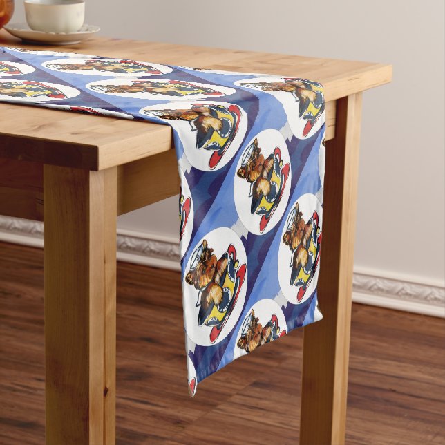 Navy Yorkie Poo Kurzer Tischläufer (Beispiel)