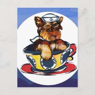 Navy Yorkie Poo Postkarte