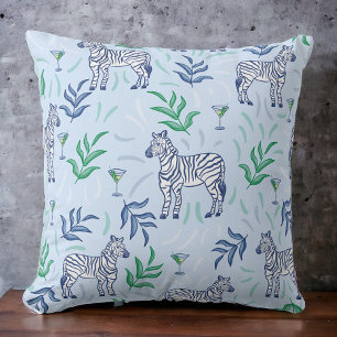 Navy Zebras Martinis Foliage Preppy Decor Blau Kissen