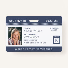Navy Zickzack Homeschool Student ID Abzeichen Ausweis
