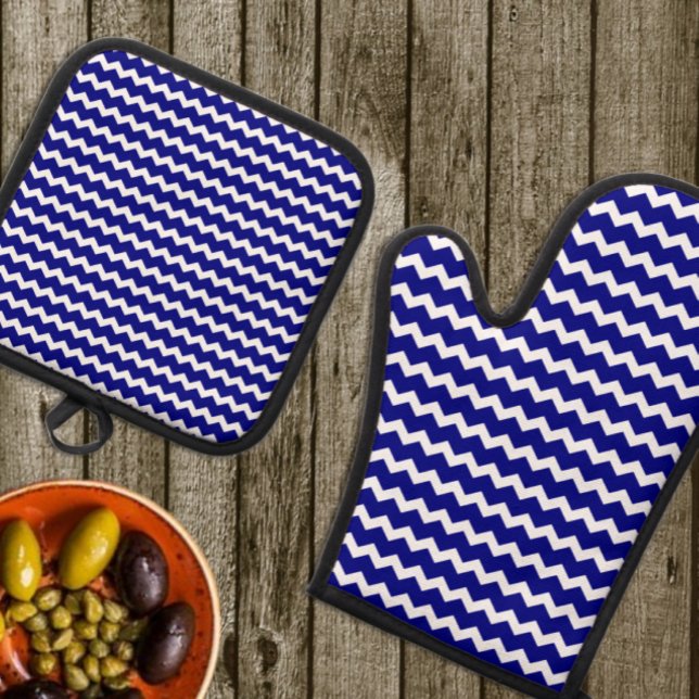 Navy Zickzack Ofenhandschuh & Topflappen-Set (Von Creator hochgeladen)