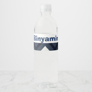 Navy Zickzag upsherin Wasser Flasche Etikett mit N
