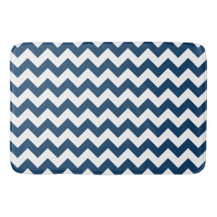 Navy Zigzag, Zickzack, Marine, geometrisches Muste Badematte
