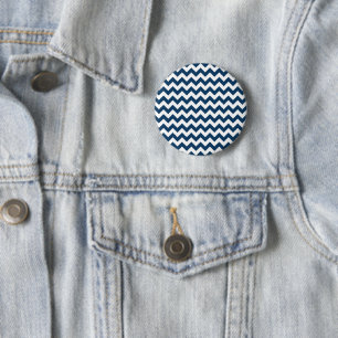 Navy Zigzag, Zickzack, Marine, geometrisches Muste Button