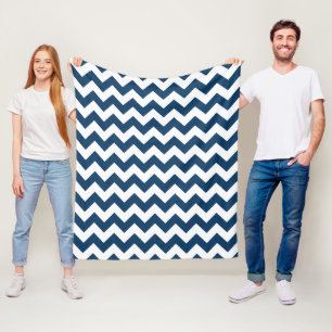 Navy Zigzag, Zickzack, Marine, geometrisches Muste Fleecedecke