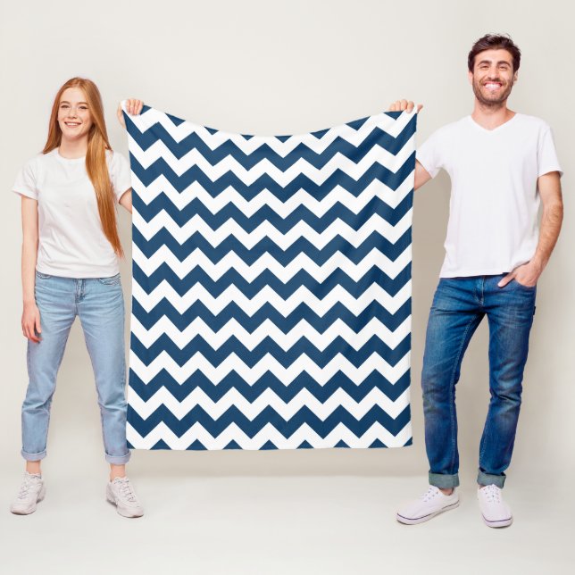 Navy Zigzag, Zickzack, Marine, geometrisches Muste Fleecedecke (Beispiel)