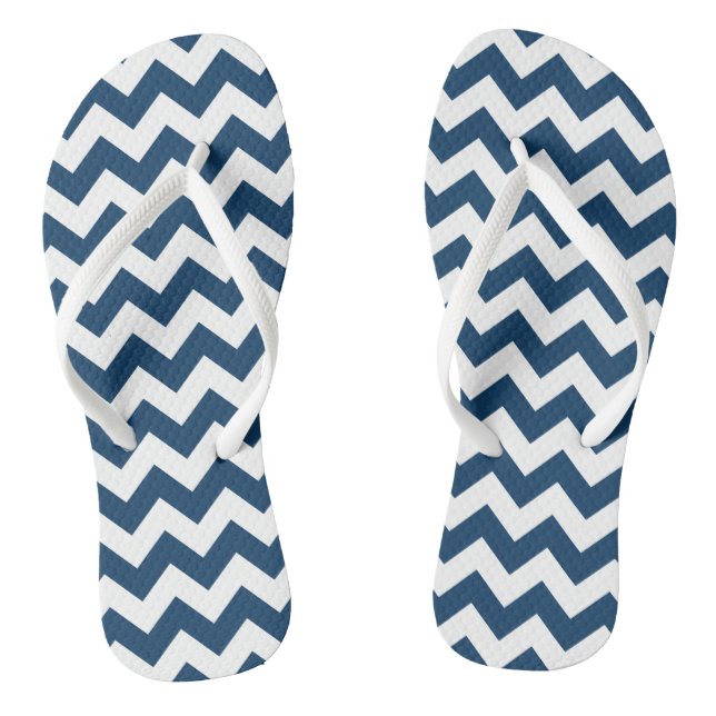 Navy Zigzag, Zickzack, Marine, geometrisches Muste Flip Flops (Fußbett)