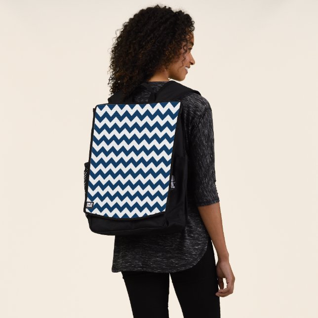 Navy Zigzag, Zickzack, Marine, geometrisches Muste Rucksack (Ausgewaschen)