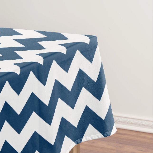 Navy Zigzag, Zickzack, Marine, geometrisches Muste Tischdecke (Beispiel)