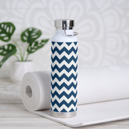 Navy Zigzag, Zickzack, Marine, geometrisches Muste Trinkflasche