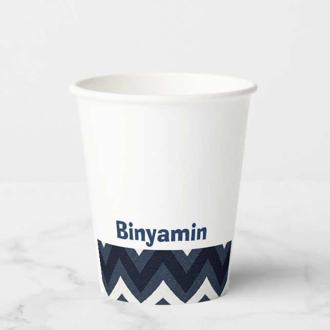 Navy Zizag Upsherin Cup Pappbecher (Vorderseite)