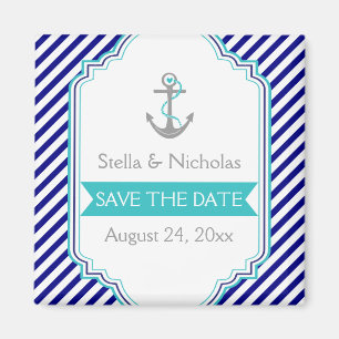 Navyblau, aquamarin nautische Hochzeit Save the Da Magnet